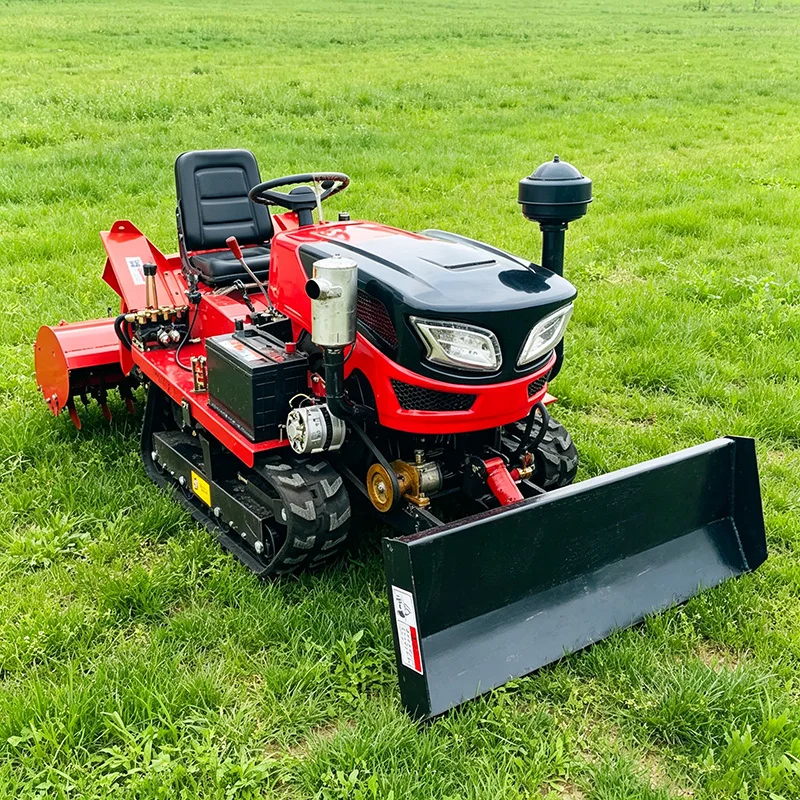 

Customized Professional Grade Ride-On Plowing Tractor with Crawler Rotary Tiller & Small Micro Tiller