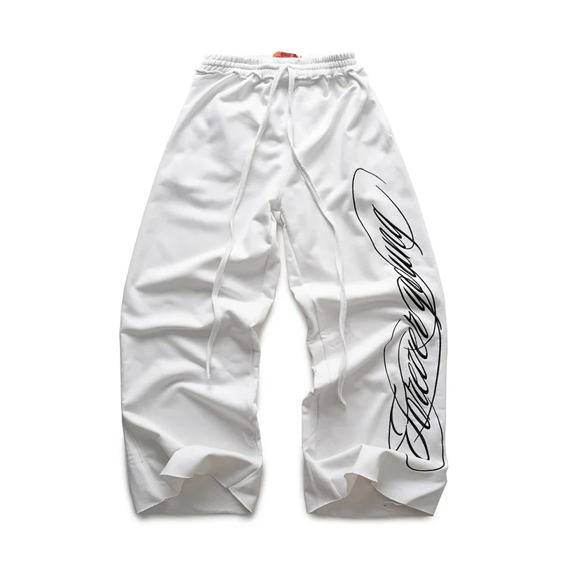 Carta bordado moda hip-hop preto gótico calças americanas homens e mulheres multifuncional retro jogger solto casual streetwear
