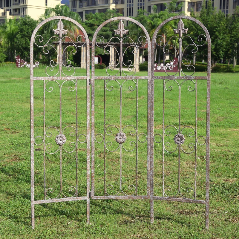 

Height 90cm Retro Metal Garden Fence Outdoor Wall Panel for Vines Flowers Wrought Iron Trellises for Climbing Plants Patio Art