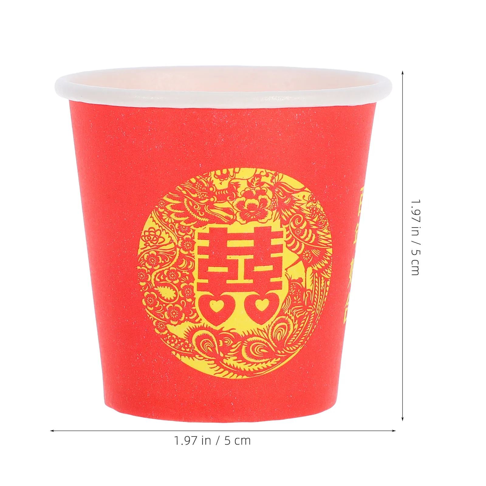Disposable Red Wedding Cups with Traditional Chinese Xi Character Design for Tea Serving Bridal Shower Party