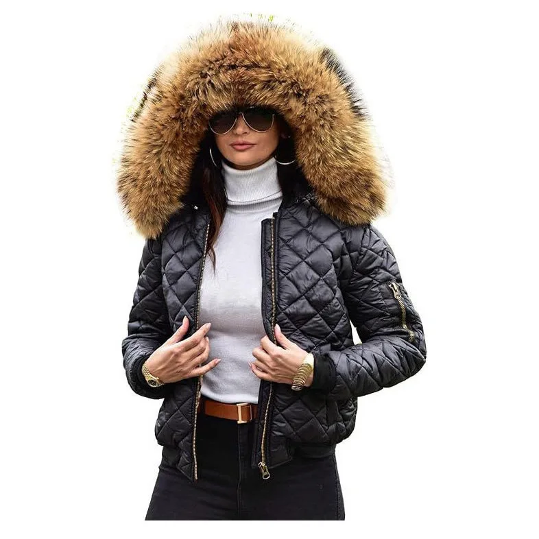 Herbst Winter Neue Frauen Baumwolle gefütterte Kleidung Kurze Kapuze Frauen Kleidung Lange ärmeln Zipper Schlank Tasche Lässige Mode jacke