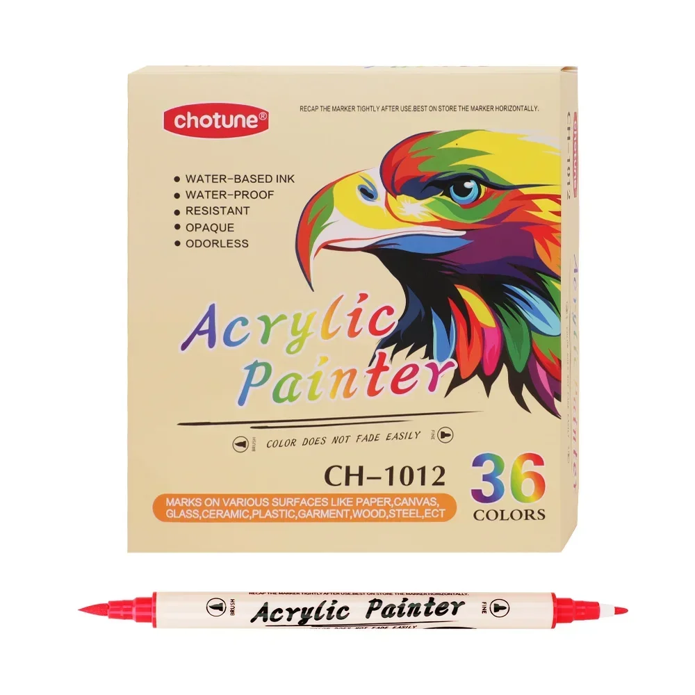 12-36 Colors Acrylic Paint Markers Pens Brush Dual Tip,Acrylic Paint Pen Brush Tip and Fine Tip,Art Markers Supplies for Rock image 6