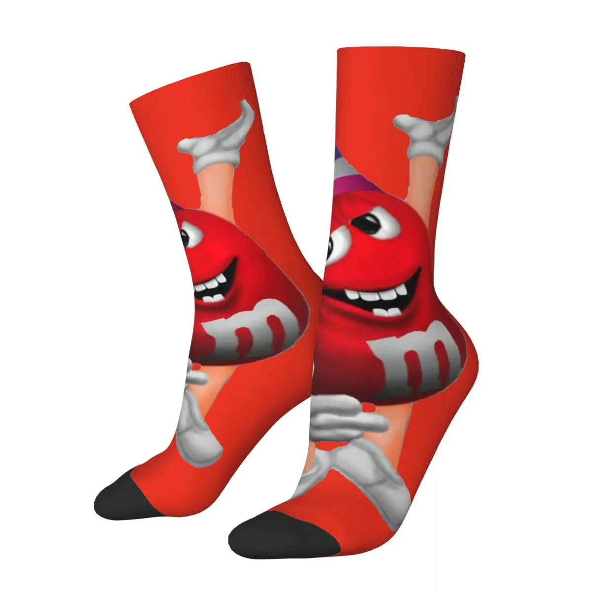 Happy Men\'s compression Socks Red Birthday Vintage Harajuku M Chocolate Candy Cartoon Colorful Hip Hop Novelty Casual Crew Sock