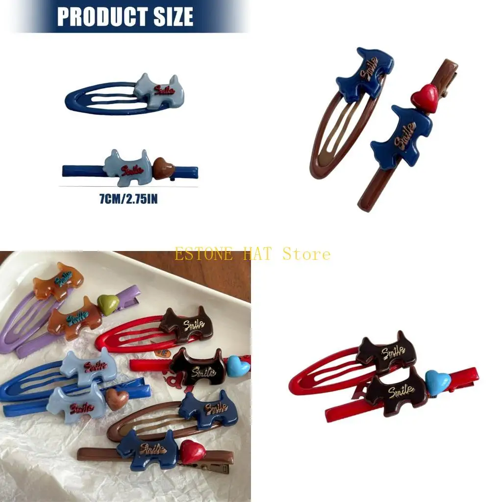 

49MF очаровательные японские корейские заколки для волос с рисунком щенка в форме сердца для девочек