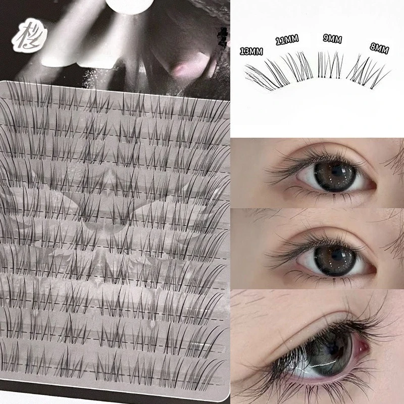 

10 Rows Velvety Style Fox False Eyelashes Thin Terrier Fake Eyelash Naturally Segmented Fairy Lashes Cluster DIY Extensions