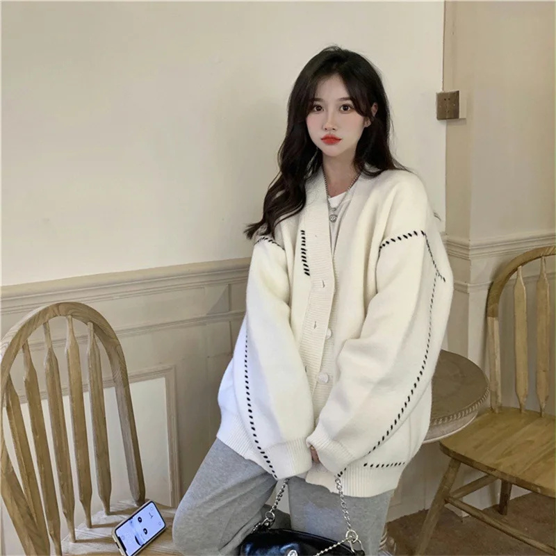 Japanese and Korean Versatile Knitted Cardigan 2023 Spring and Autumn New Fashion Casual Loose Lazy Sweater Coat Women