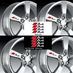 4pcs Car rim sticker for Audi A3 A4 A5 A6 A7 A8 TT Q3 Q5 Q7 Q8 A1 B5 B6 B7 B8 B9 8P 8V 8L C6 C5 C7 4F Reflective Car Decals