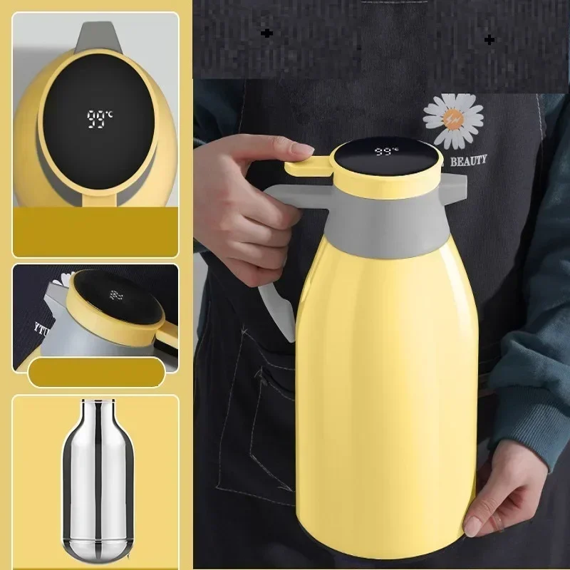 Hot Water Bottle Household Coffee Digital Vacuum Flasks Xiaomi 2L Thermos Kettle Digital Display Thermal Kettle Large Capacity