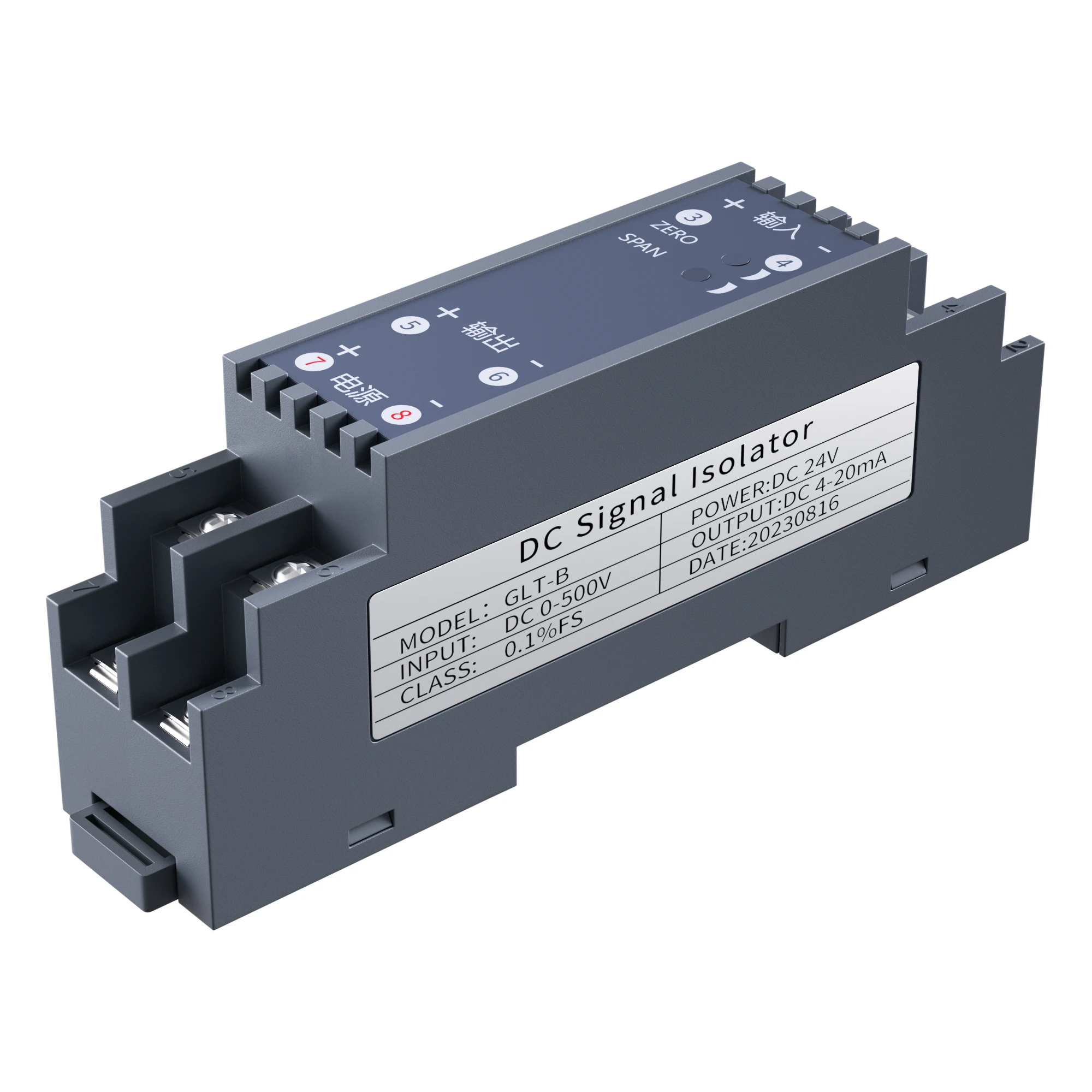 Convertitore di segnale piccolo GLT-B -10A -10A -2000V -2000V a 4-20mA 0-10V 0-5V Isolatore di segnale RS485 Trasmettitore di segnale analogico DC24V