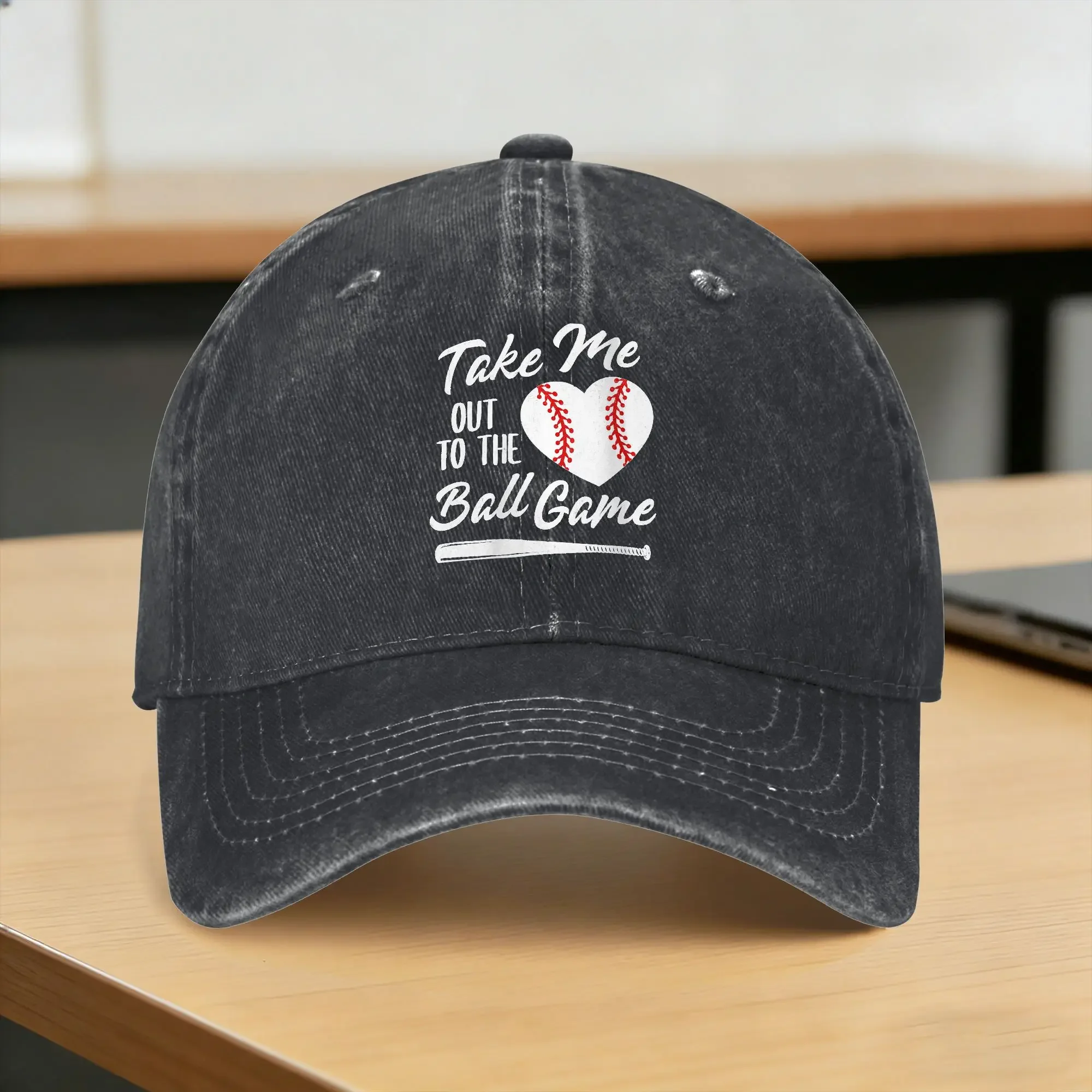 Take Me Out To The Ball Game Baseball Heart Cute Casual Baseball Cap Summer Trucker Hat Hot Sale Running Hippie Snapback Cap