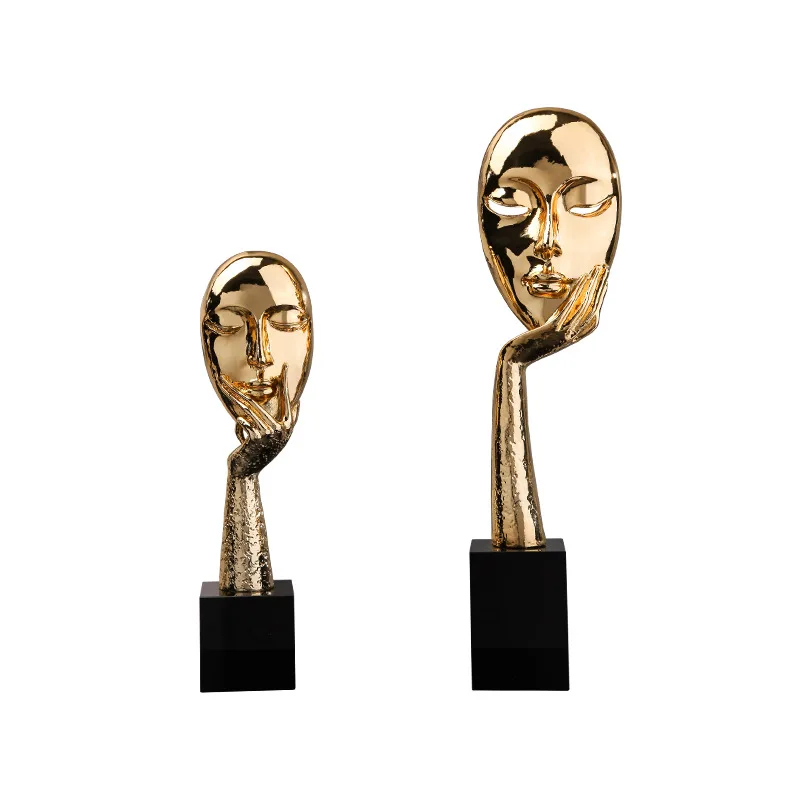 

Abstract alloy mask light luxury ornament, study wine cabinet desk modern simple handicraft ornament