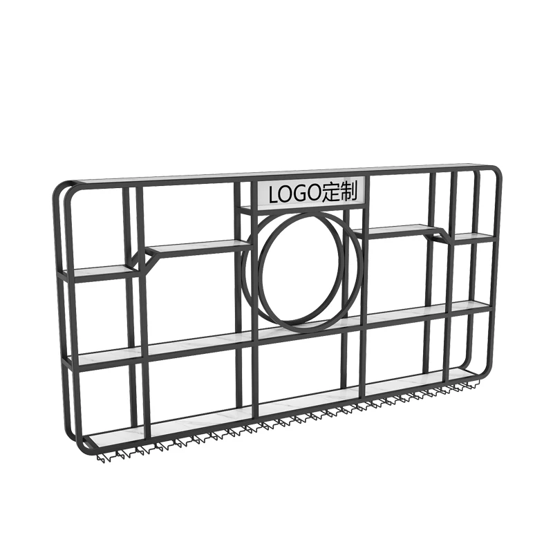 Wall Mount Large Bar Cabinet Storage Lattice Drying Multifunction Display Houses Metal Frame Wine Rack Modern Wijnrek Furniture