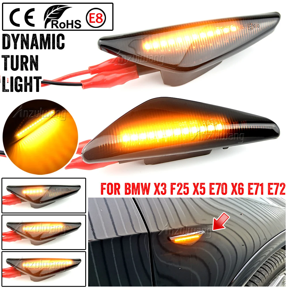 For BMW X3 F25 X5 E70 X6 E71 E72 2008-2014 Car Side Dynamic Fender Marker Light Indicator Sequential Lamp