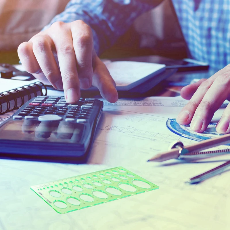 12 Pieces Plastic Measuring Templates Building Formwork Stencils Geometric Drawing Rulers For Office And School,Green-AC47