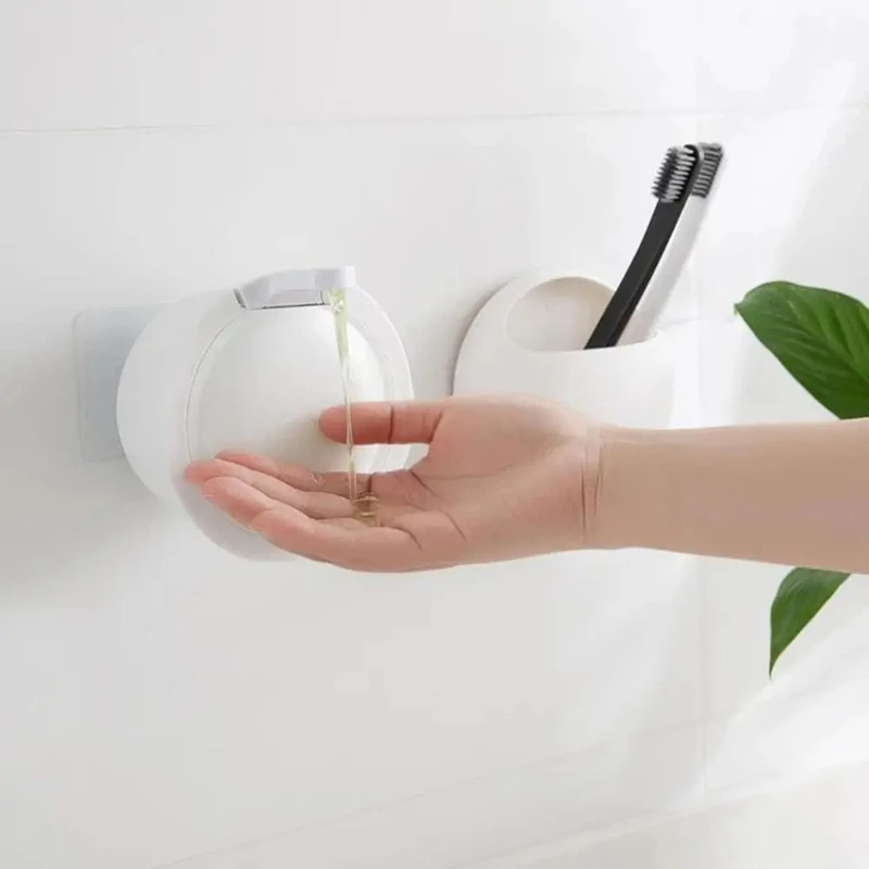 Dispensador de detergente de pared, dispensador de jabón montado en la pared sin contacto, contenedor de líquidos Manual recargable, dispensador de bomba Nodrill