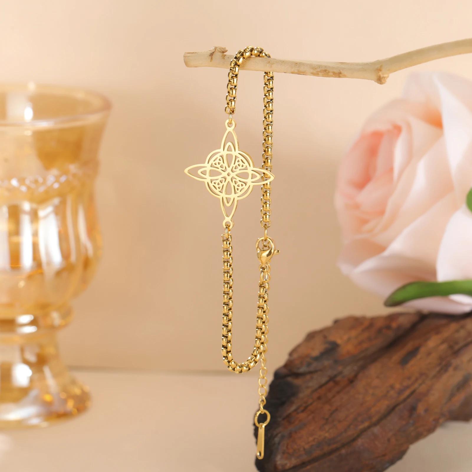 Kkjoy Hexenknoten Keltischer Vierzackiger Stern Fußkettchen Edelstahl Fußschmuck Sommer Strand Amulett Geschenk für Frauen Mädchen – Detail 9