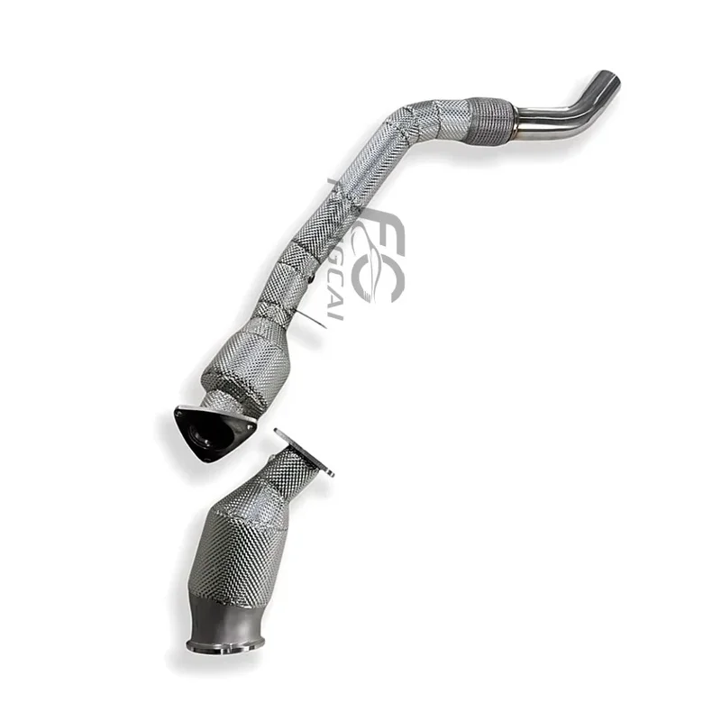 High Flow Stainless Steel Exhaust Downpipe with Heat Shield for Land Rover Defender 110 3.0T Reduces Backpressure Design