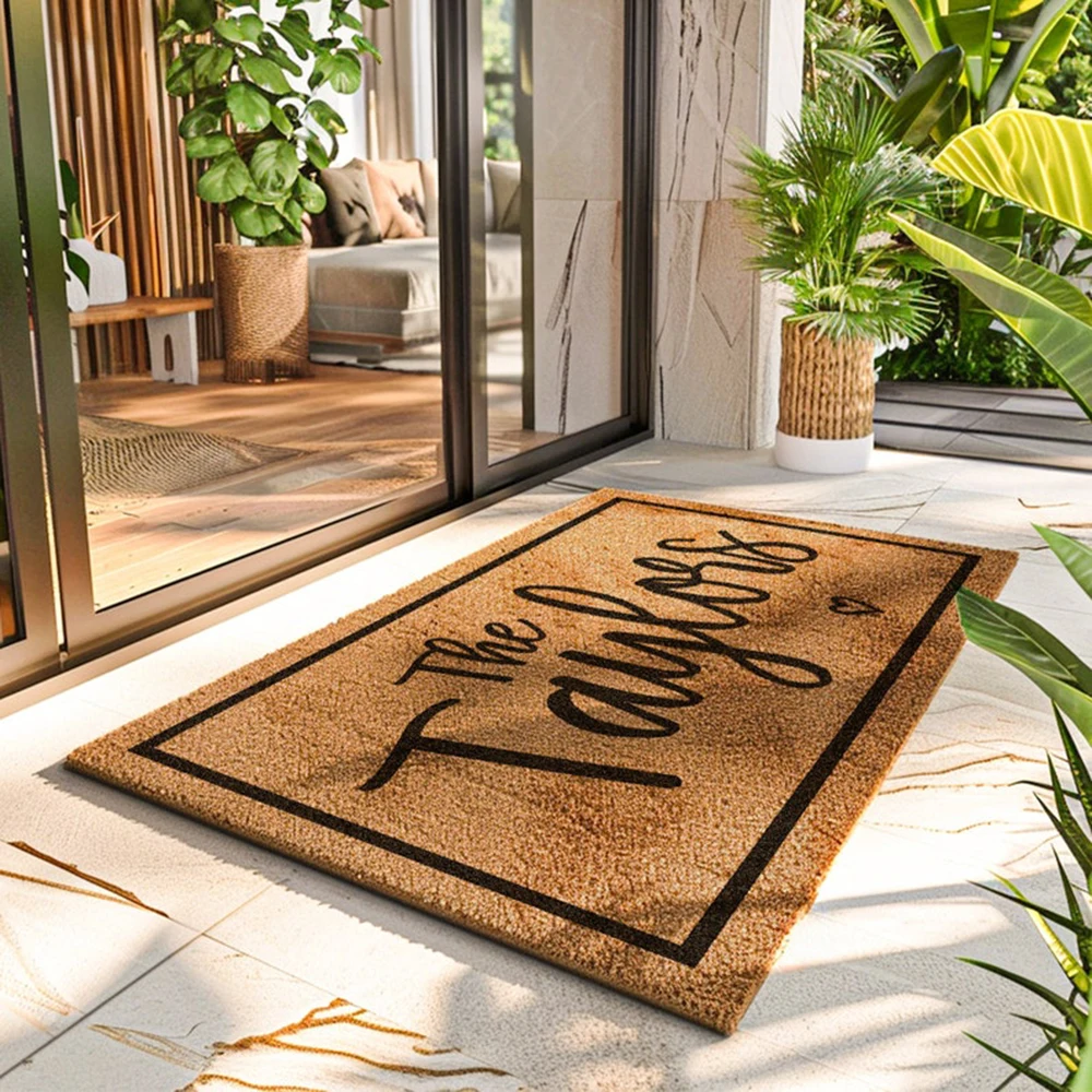 Personalized Beach Door Mat Coconut Fiber Floor Mat Customized Entrance Door Mat Housewarming Gift Dust Removal and Anti-Slip