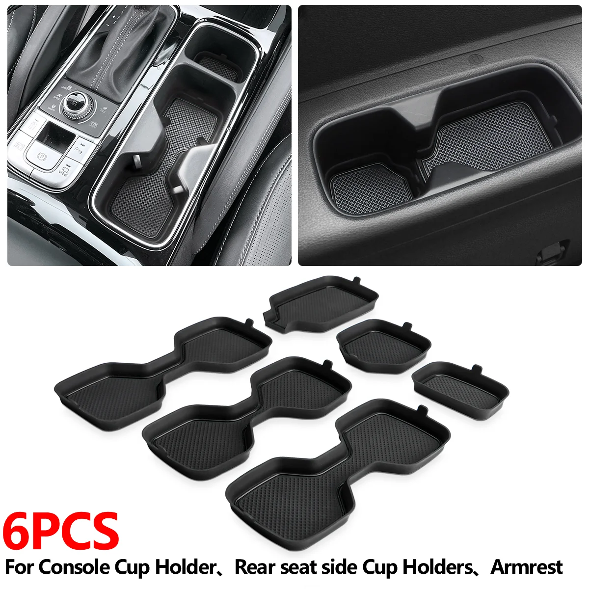 6PCS Car Cup Holder Waterproof Coaster For Kia Telluride 2023 2022 2021 2020 Non-slip Cup Pad For Car Auto Interior Accessories