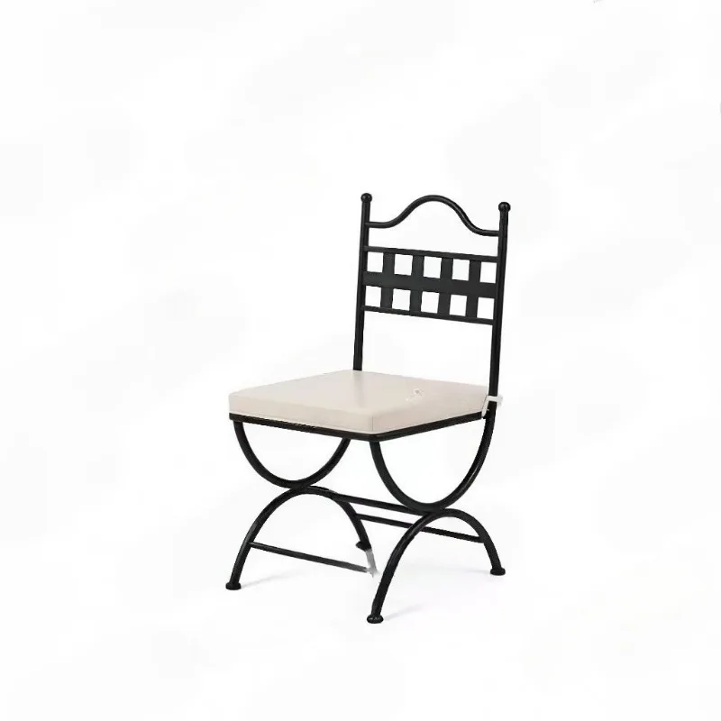 American retro open-air wrought iron chair, outdoor balcony back chair, restaurant villa homestay courtyard casual dining