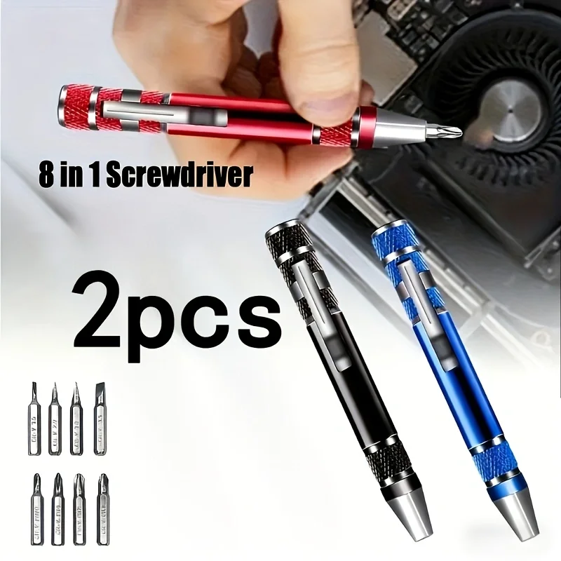 2pcs 8-in-1 Multitool Pen Screwdriver Mini Set Handy Portable Magnetic Tool for Repairing and Installing