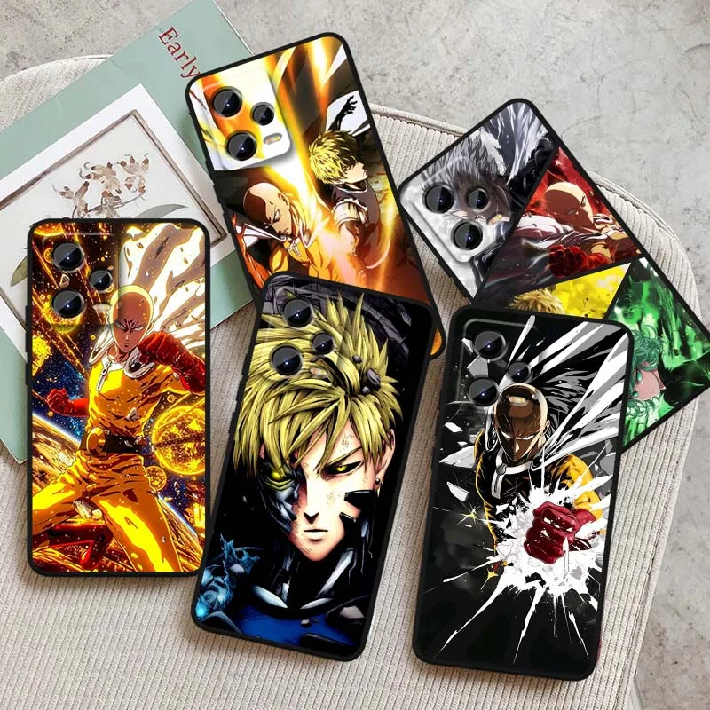 

One Anime Punch Man S-Saitama Phone Case For Xiaomi Redmi Note 14 13 12 12S 11E 11 11S 11T Pro Plus 4G 5G Black Soft TPU Cover