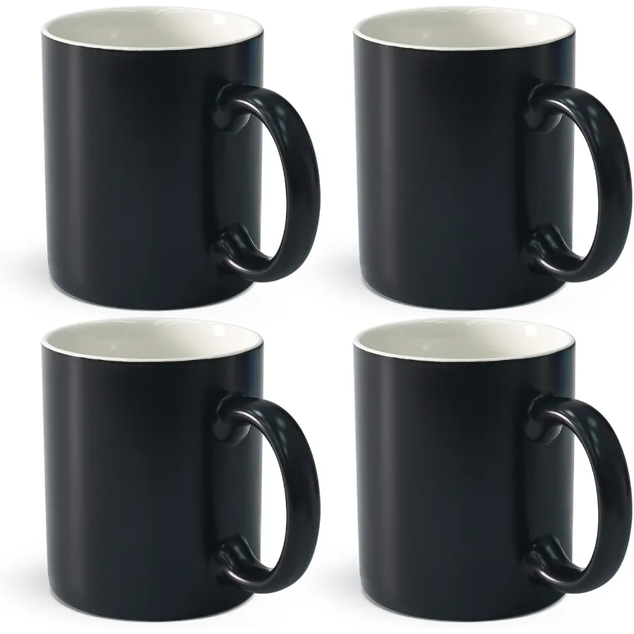 

Черная керамическая кофейная кружка на 12 унций, набор из 4 предметов для чая с молоком и горячими напитками, идеально подходит для ежедневного использования, элегантный дизайн для дома и офиса D