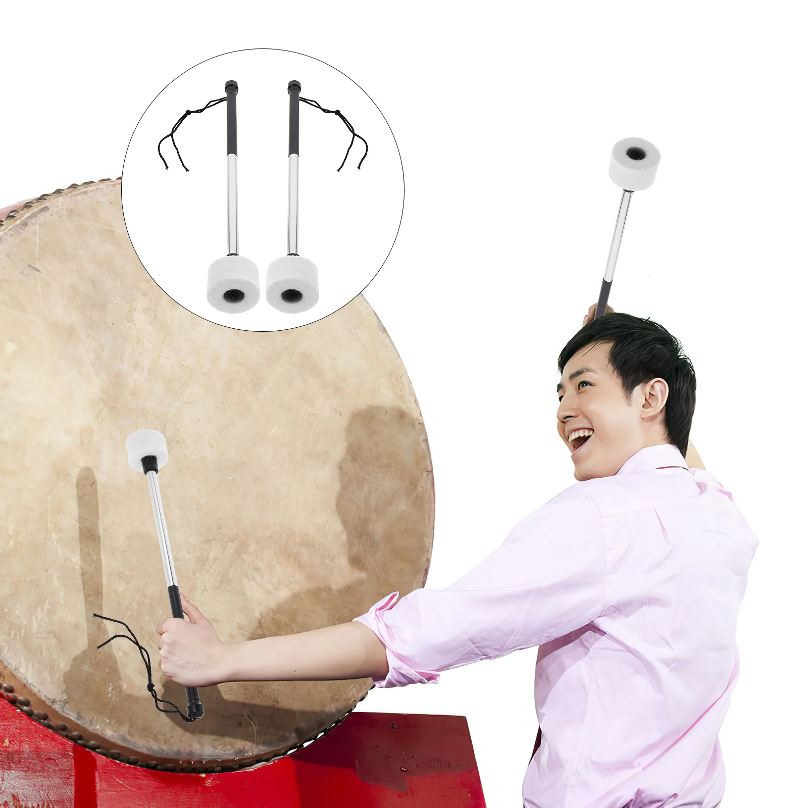 

2Pcs Stainless Steel Drum Mallets Felt Tips Smooth Surface Comfortable Grip for Ethereal Drums Kits Percussion
