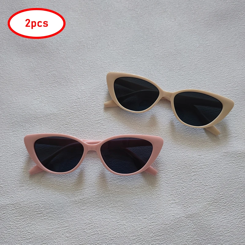 2 Pairs Per Set  Cat Eye Sunglasses For Women Vintage Small Frame Sun Glasses UV400 Summer Outdoor Shades Eyewear Accessory