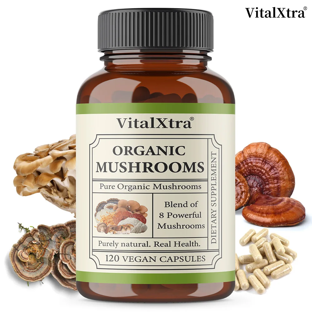

Mushroom Extract Capsules - 8 in 1 Immunity Blend - Turkey Tail, Maitake, Shiitake, Cordyceps, Snow, Lion’s Mane, Reishi, Chaga