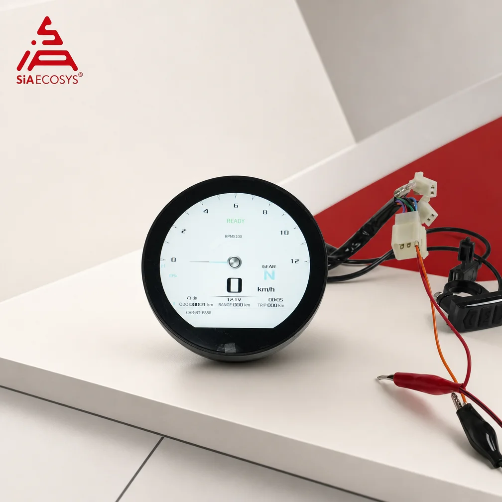 【Big Sale】SiAECOSYS Motorcycle Display with CAN LIN Adjustable Round Speedometer TFT SCJ3622 With Horn for FarDriver Controller