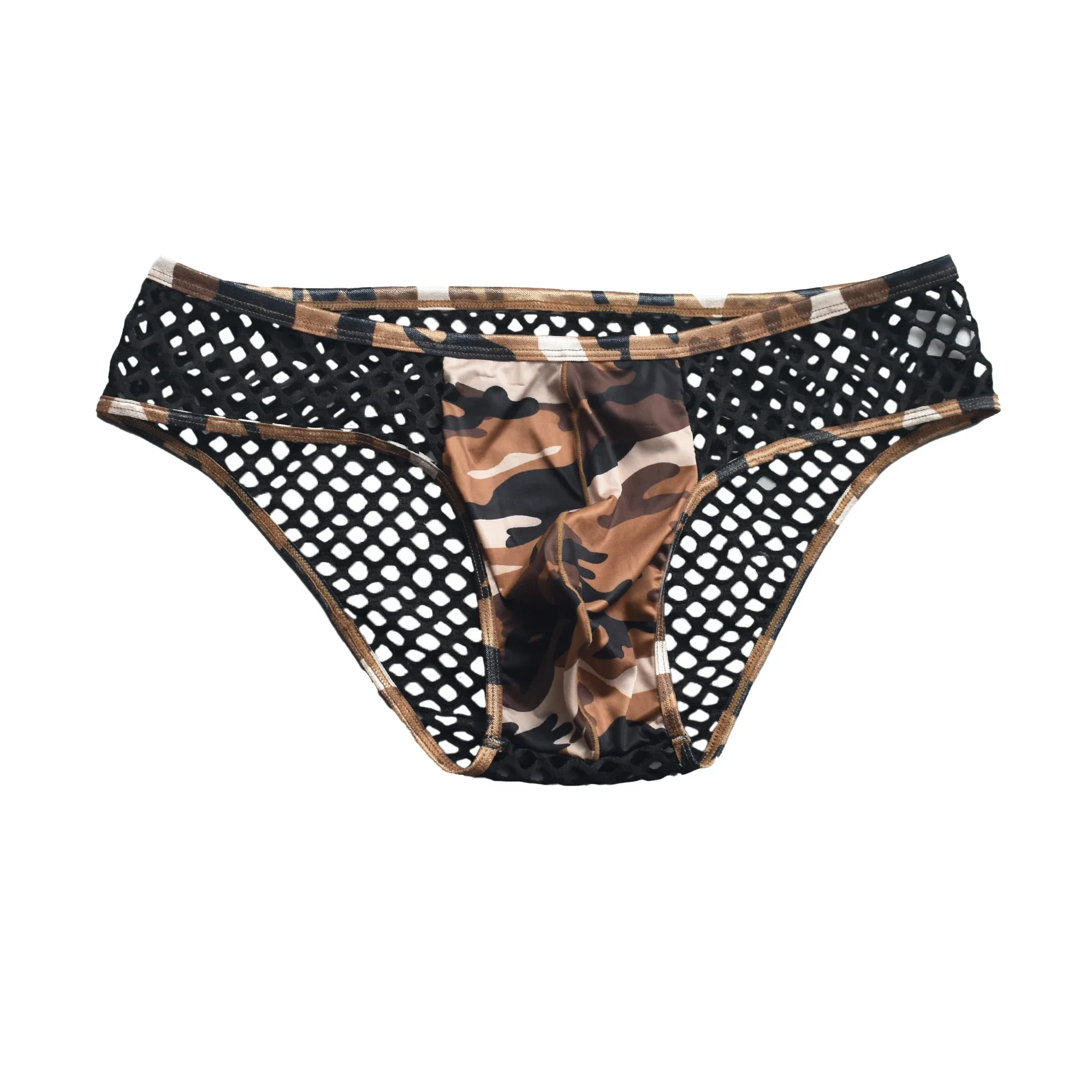 

Мужское сетчатое дышащее удобное нижнее белье, камуфляжное треугольное нижнее белье с низкой талией, сексуальное и модное полое мужское нижнее белье