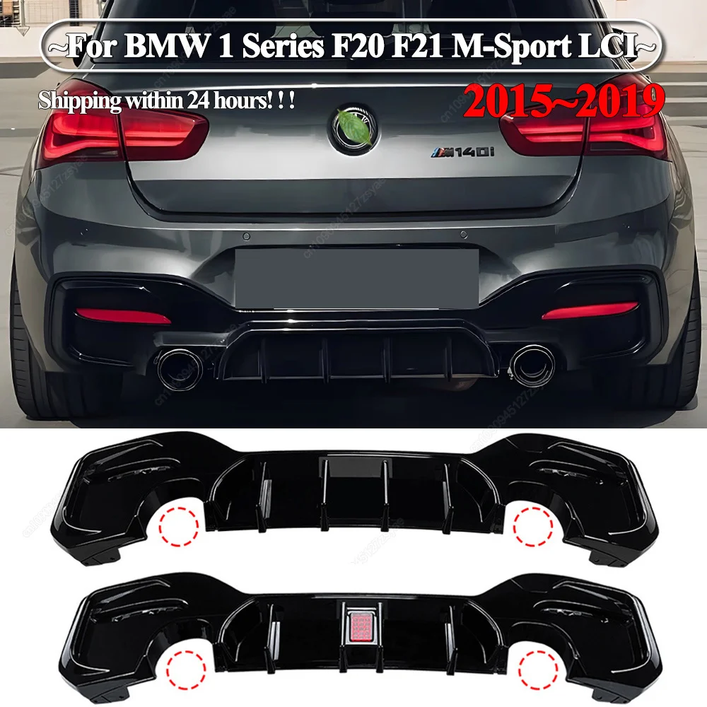 Heckstoßstangenlippe für BMW F20 F21 118i 120i M135i M140i M-Sport 2015-2019 LCI MP Style Heckdiffusor + Rote LED-Leuchte Bodykits