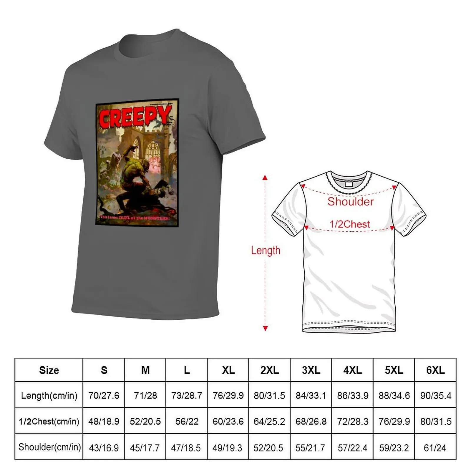 أخرى غطاء مجلة كريبي عتيق رائع! تي شيرت أساسي تي شيرت تي شيرت رجل فاخر تي شيرت