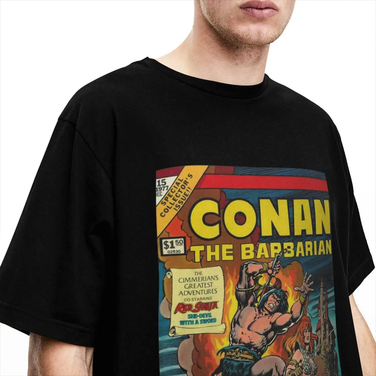 Conan And Red Sonja Conan The Barbarian T Shirt Merch Men Women 100% Cotton Vintage T-shirt Short Sleeve Tops Original