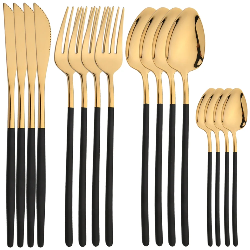 

16 шт., рождественский набор столовой посуды, набор столовых приборов из нержавеющей стали, нож, вилка, ложка, посуда, роскошное зеркало, набор столовых приборов в стиле вестерн, подарок