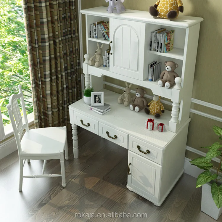 Escritorio de ordenador Simple para adultos, mesa de estudio y silla de madera maciza para niños, estantería blanca, muebles para el hogar