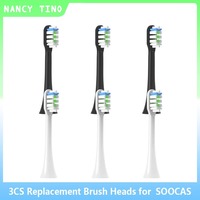 3PCS Vacuum Sealed Packed Replacement Brush Heads for SOOCAS X3/X3U/X5 Soft Sonic Electric Toothbrush DuPont Cleaning Nozzles