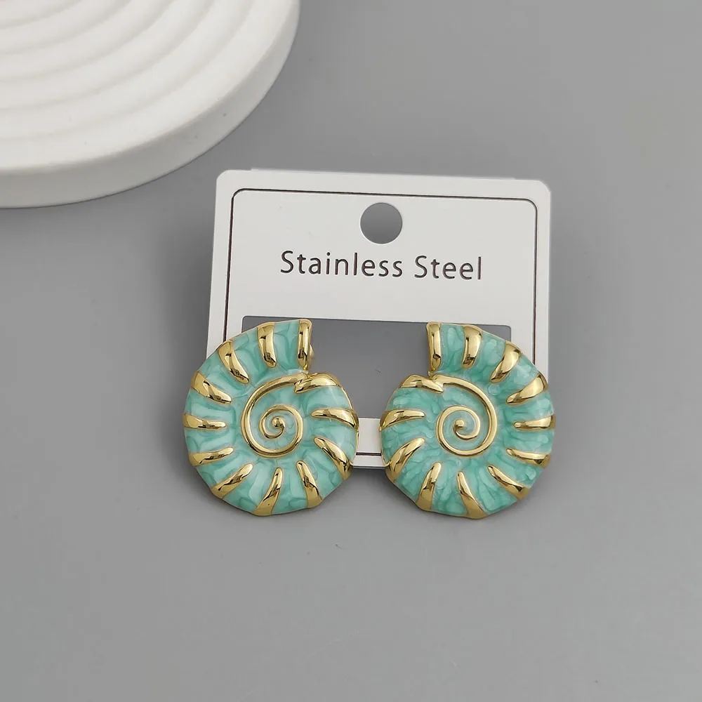 

Creative Conch Colored Enamel Stainless Steel Earrings, Waterproof and No Rust-Rusting Women's Earrings, Party Jewelry