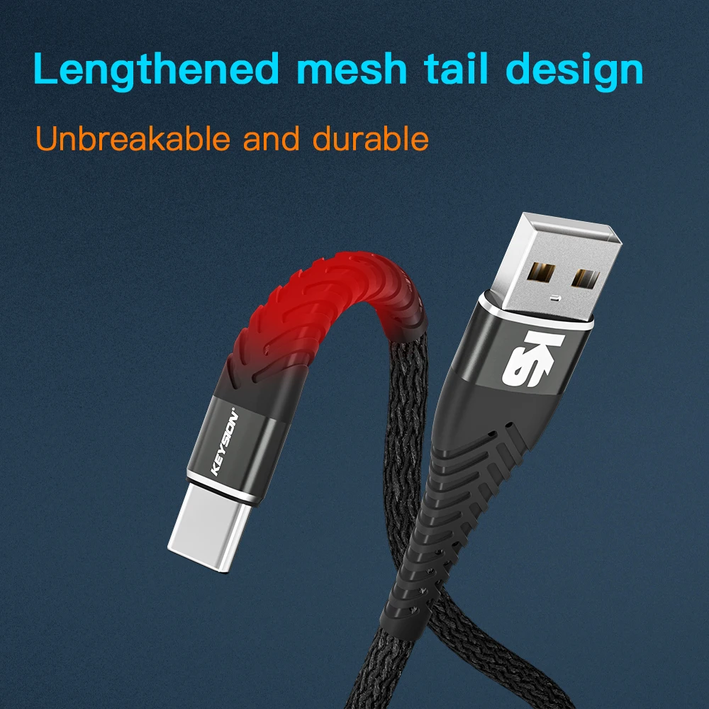 KEYSION 5A USB Type C Cable Wire For Samsung Redmi 10 Mobile Phone Fast Charging USB C Cable Type-C Data Charger Micro USB Cable