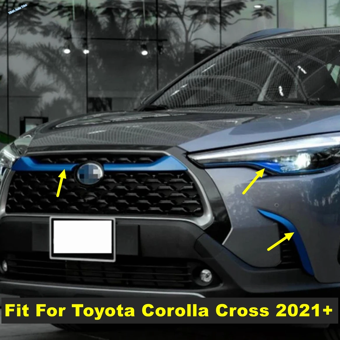 

ABS Auto Rear Tail Fog Lights / Front Bumper Grille Decor Stripes Cover Trim For Toyota Corolla Cross 2021 - 2024 Accessories