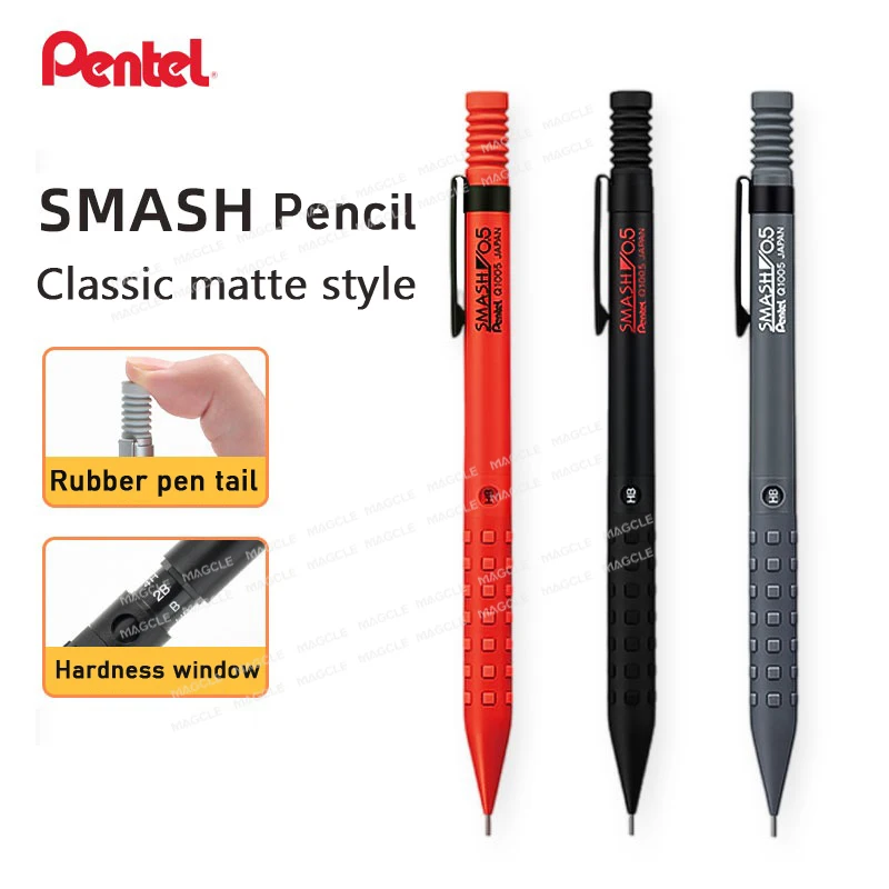 Pentel Metal Smashworks Smash Mechanical pencil Japanese Stationery 0.5MM Low Center of Gravity Automatic Pen Built-in Eraser