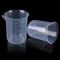 100ML Plastic Measuring Cups Scaled Capacity Cup Liquid Container Laboratory Beaker Transparent Mixing Volume Cups Kitchen Tool