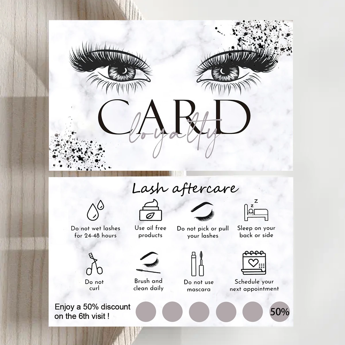 OKAYLASH Marble Eyelash Card Lash Extension Loyalty Card Lash Business Card Discount Card Wholesale Supplier