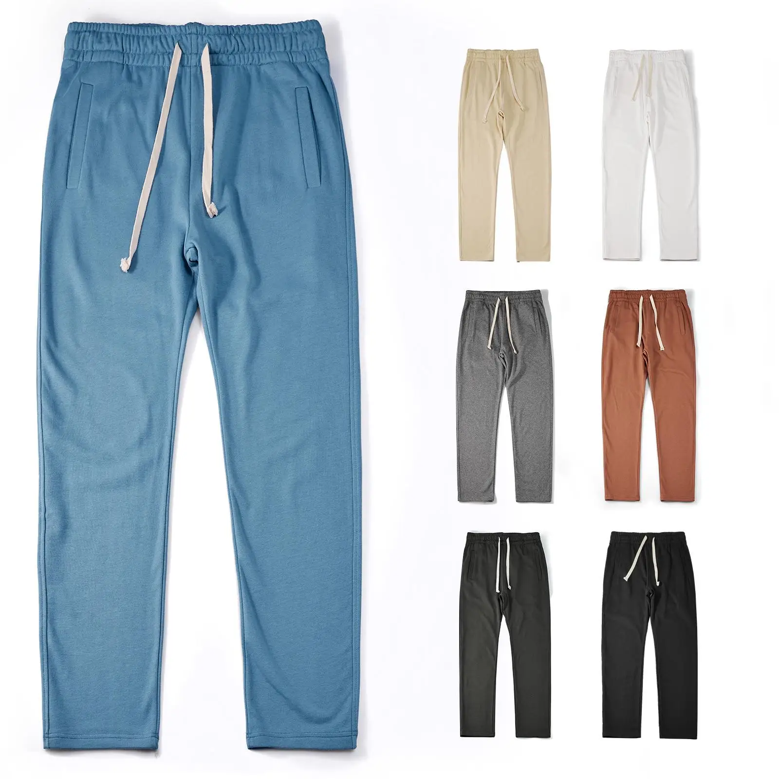 

Мужские спортивные брюки на шнурке, прямые, повседневные, хлопковые, со средней посадкой, с карманами, без бренда