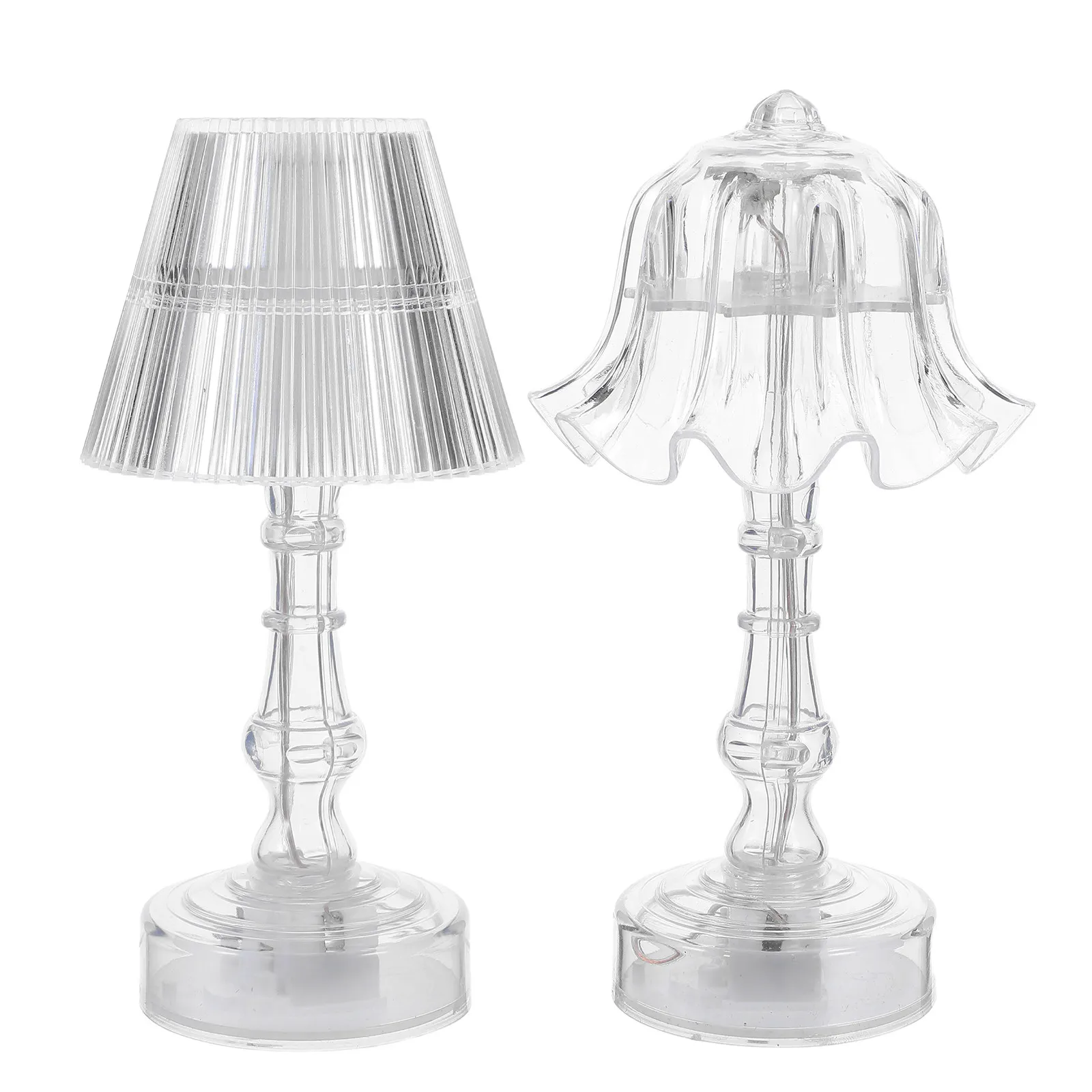 

2 шт. Прозрачные светодиодные прикроватные лампы, портативные атмосферные ночники, винтажные прозрачные плиссированные настольные лампы для спальни