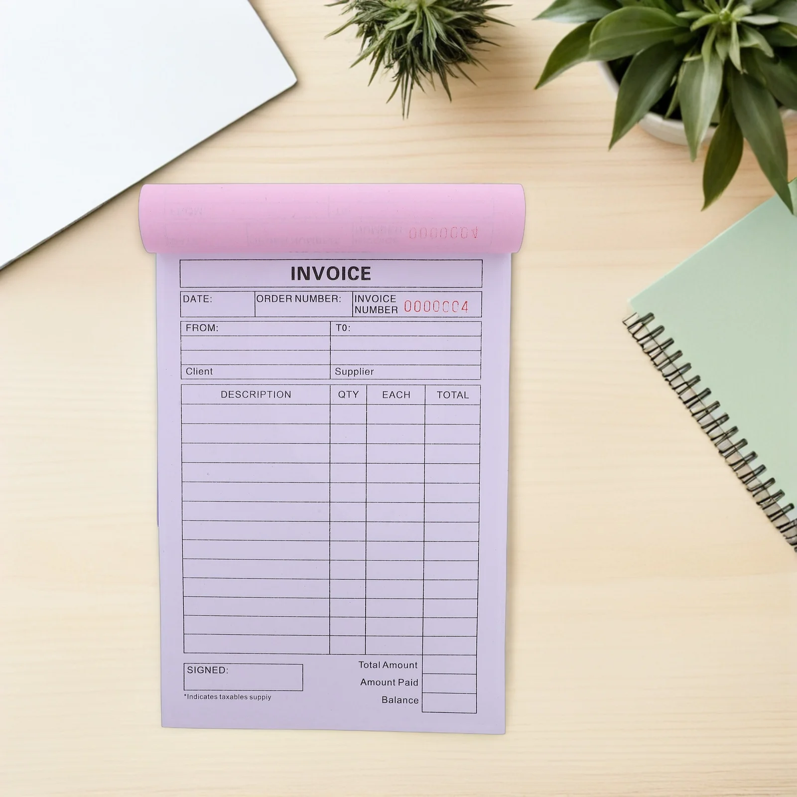 2 Part Invoice Book for Record Keeping with Duplicate Receipt Forms Ideal for Retail Office Restaurant Use - Business Invoice