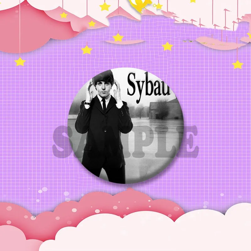 Rock Band The B-Beatles Coin Brooches George Harrison Badge Plastic Round Brooches for Backpack Shoes