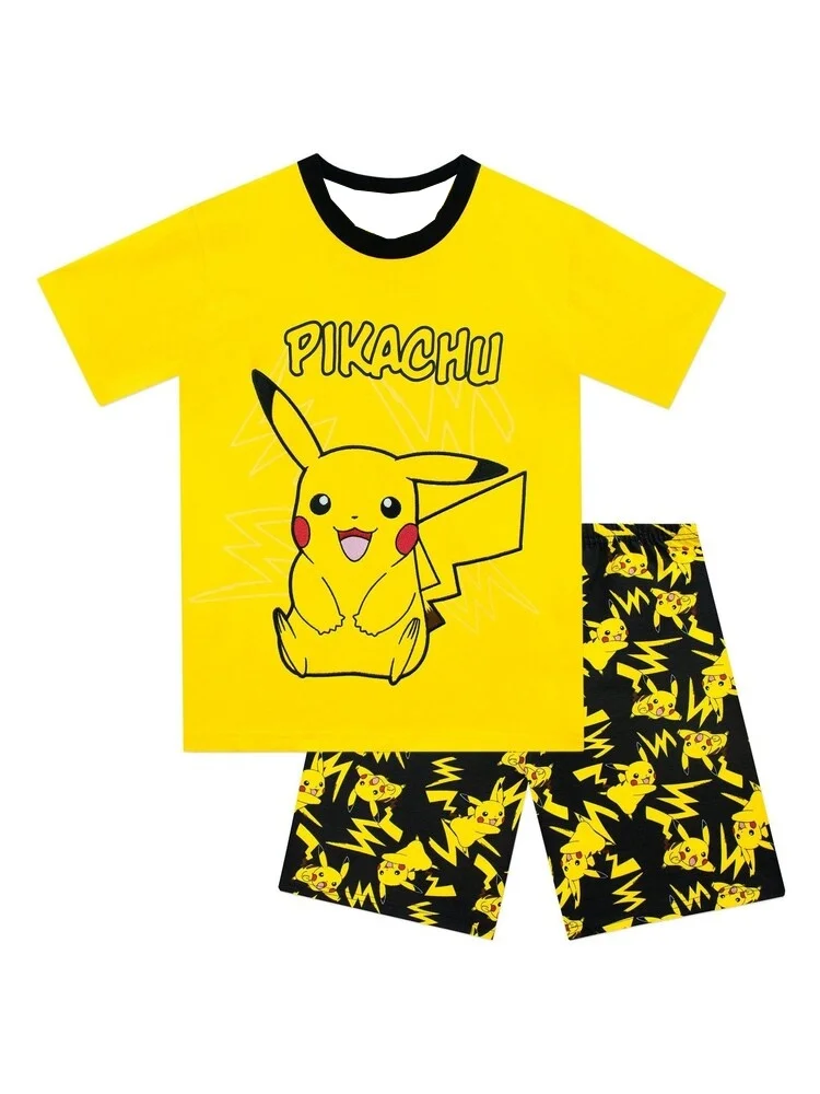 2026 Nieuwe Pokémon Pikachu Kleine Vuurdraak Korte Mouwen T-shirt Set Sporttrui 3D Geprint Heren Shirt Familie Matchend