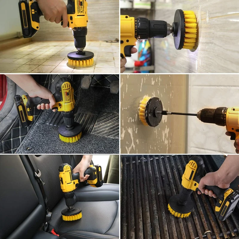 AC88 4Pcs Drill Brush Attachment Set Power Scrubber Cleaning Brush for Car Bathroom Floor Kitchen Electric Cleaning Kit